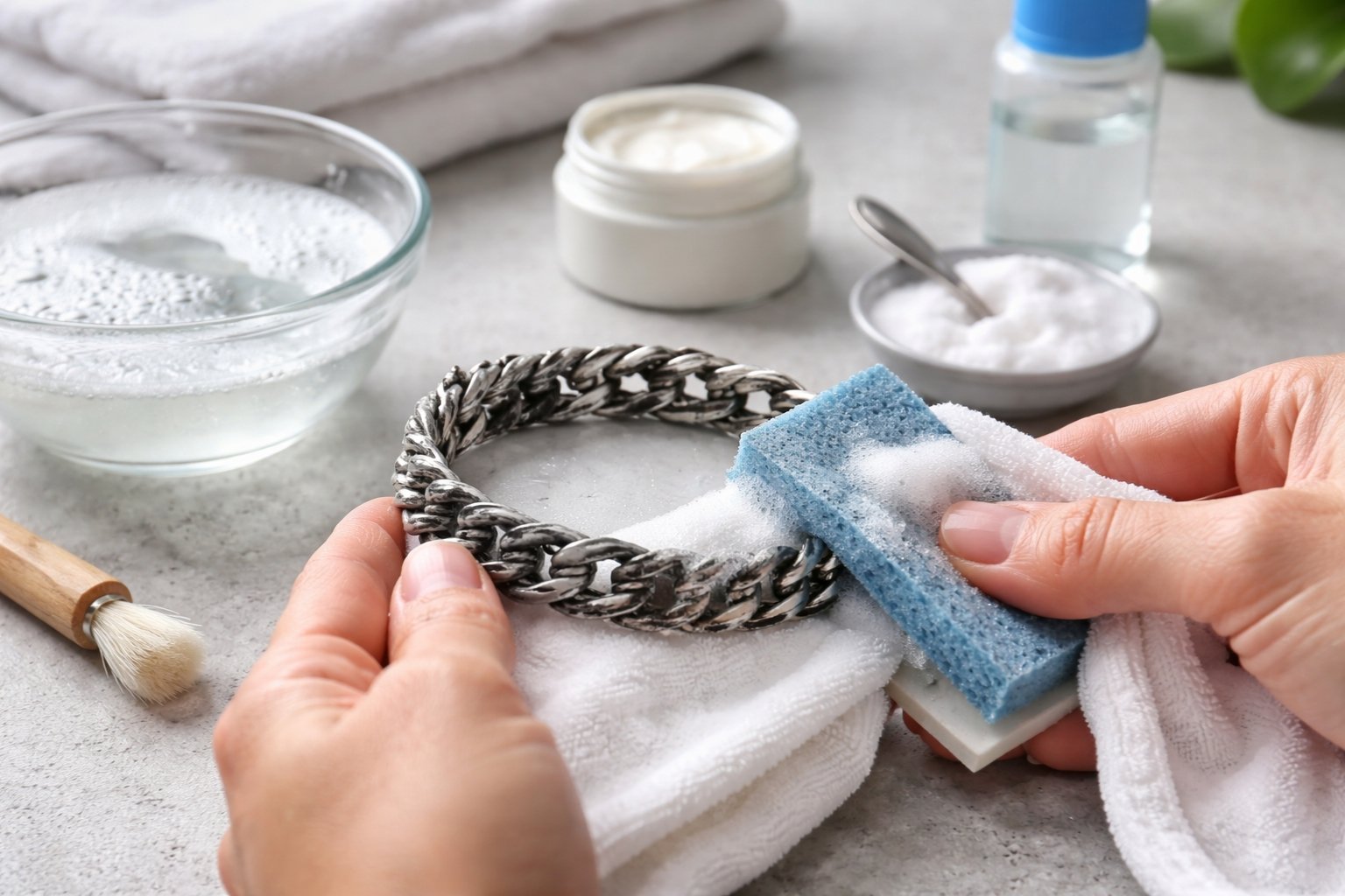 comment nettoyer un bracelet en argent noirci